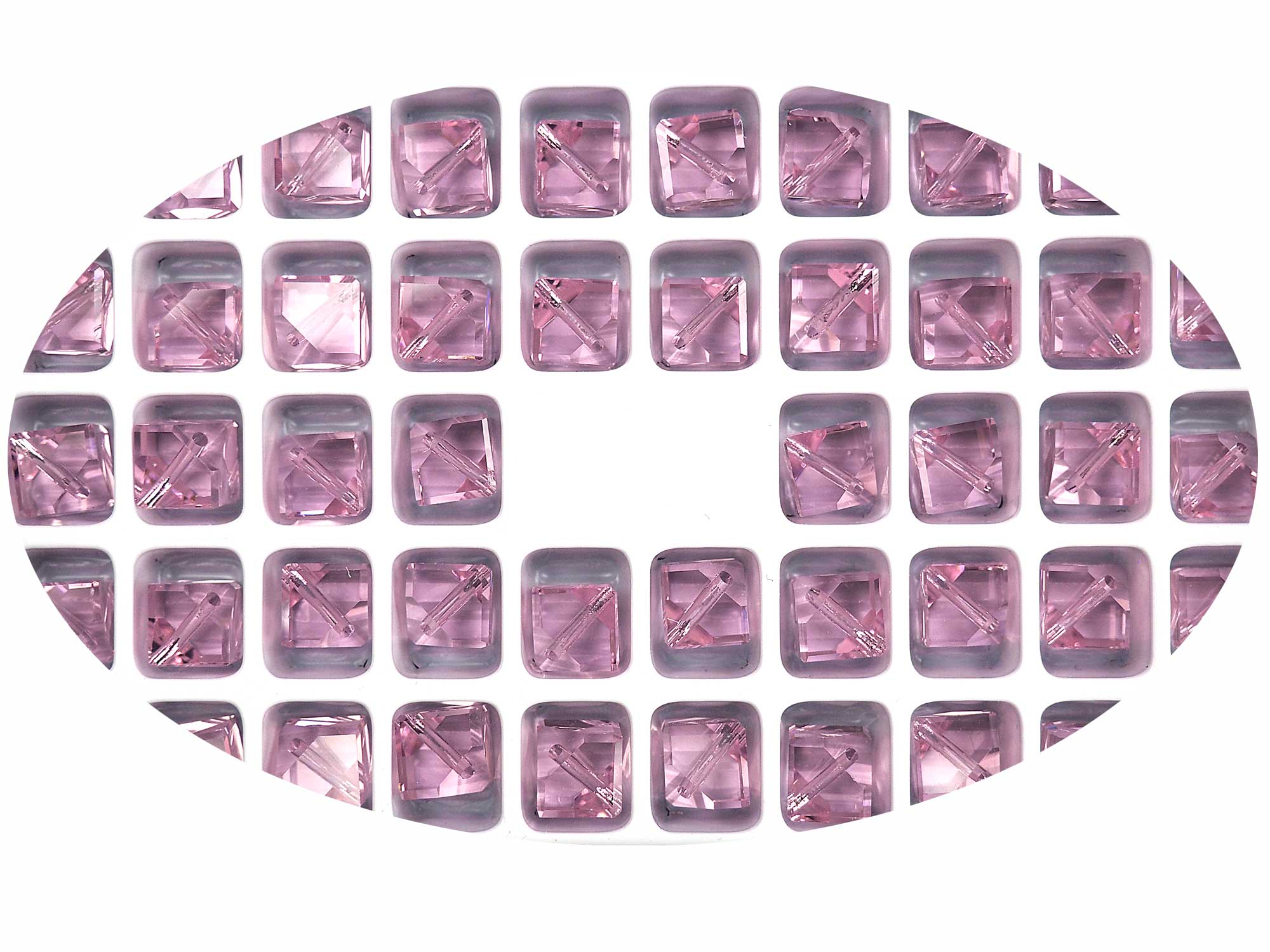 Pink Sapphire, Preciosa Czech Machine Cut Diagonal Cube #004 Crystal Beads, size 8mm, 6 pieces