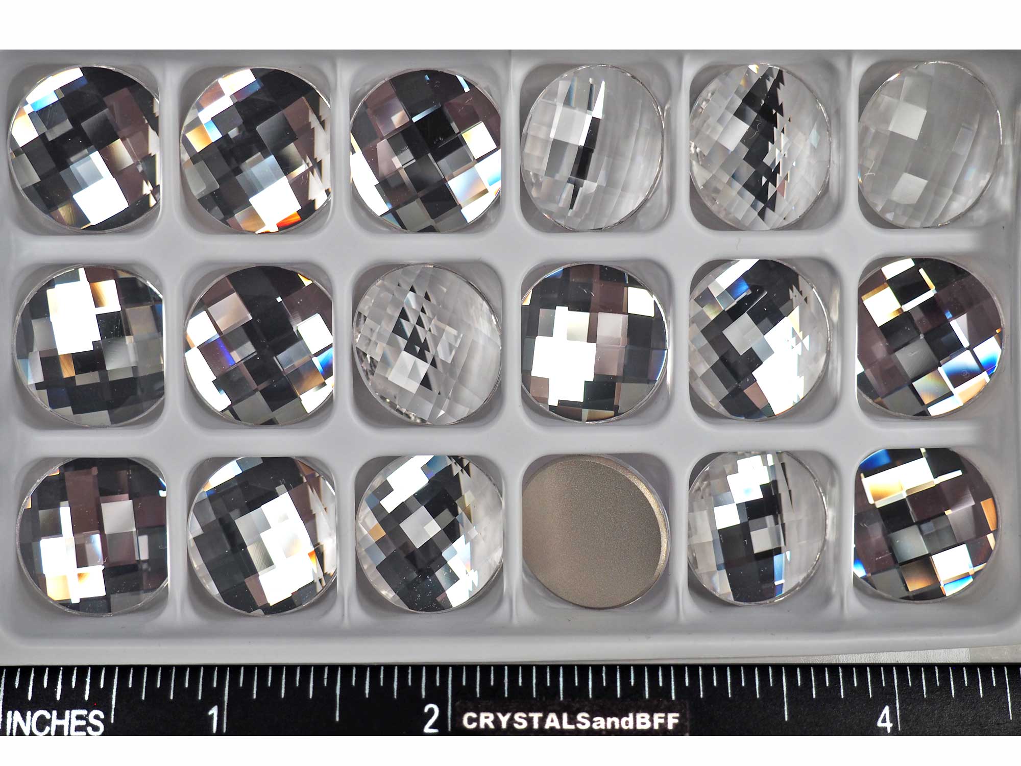 Crystal , Preciosa Czech MC Chessboard CIRCLE Maxima Flatback Stones Style #438-11-302 Silver Foiled, size 10mm or 14mm