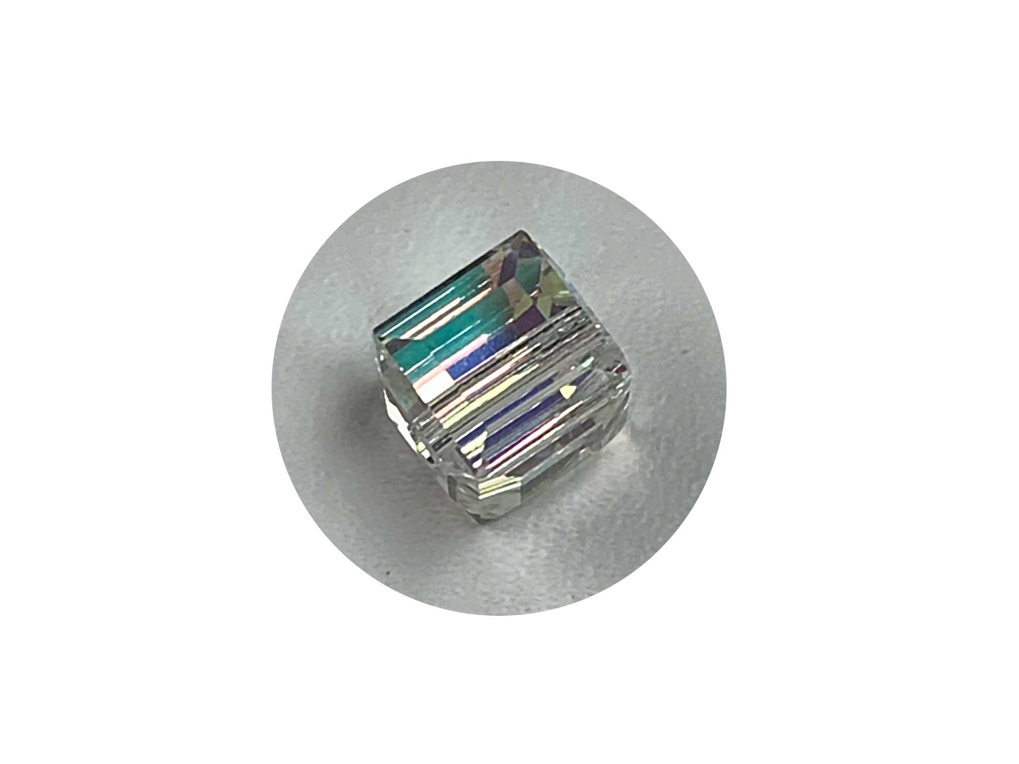Crystal AB, Preciosa Czech Machine Cut Cube #001 Crystal Beads, size 6mm, 12 pieces