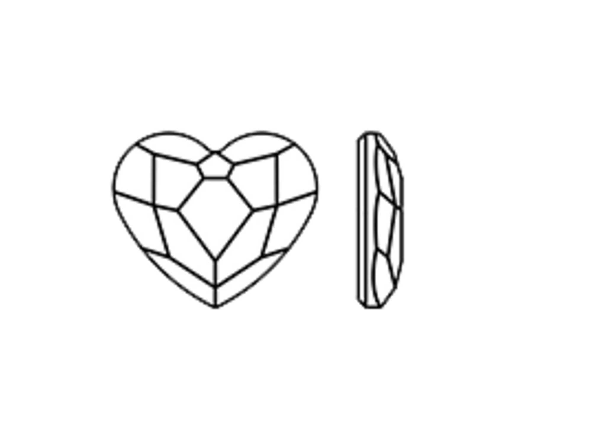 Crystal AB, Preciosa Czech MC Love HEART Maxima Flatback Stones Style #438-18-301 Silver Foiled, sizes 10mm and 14mm