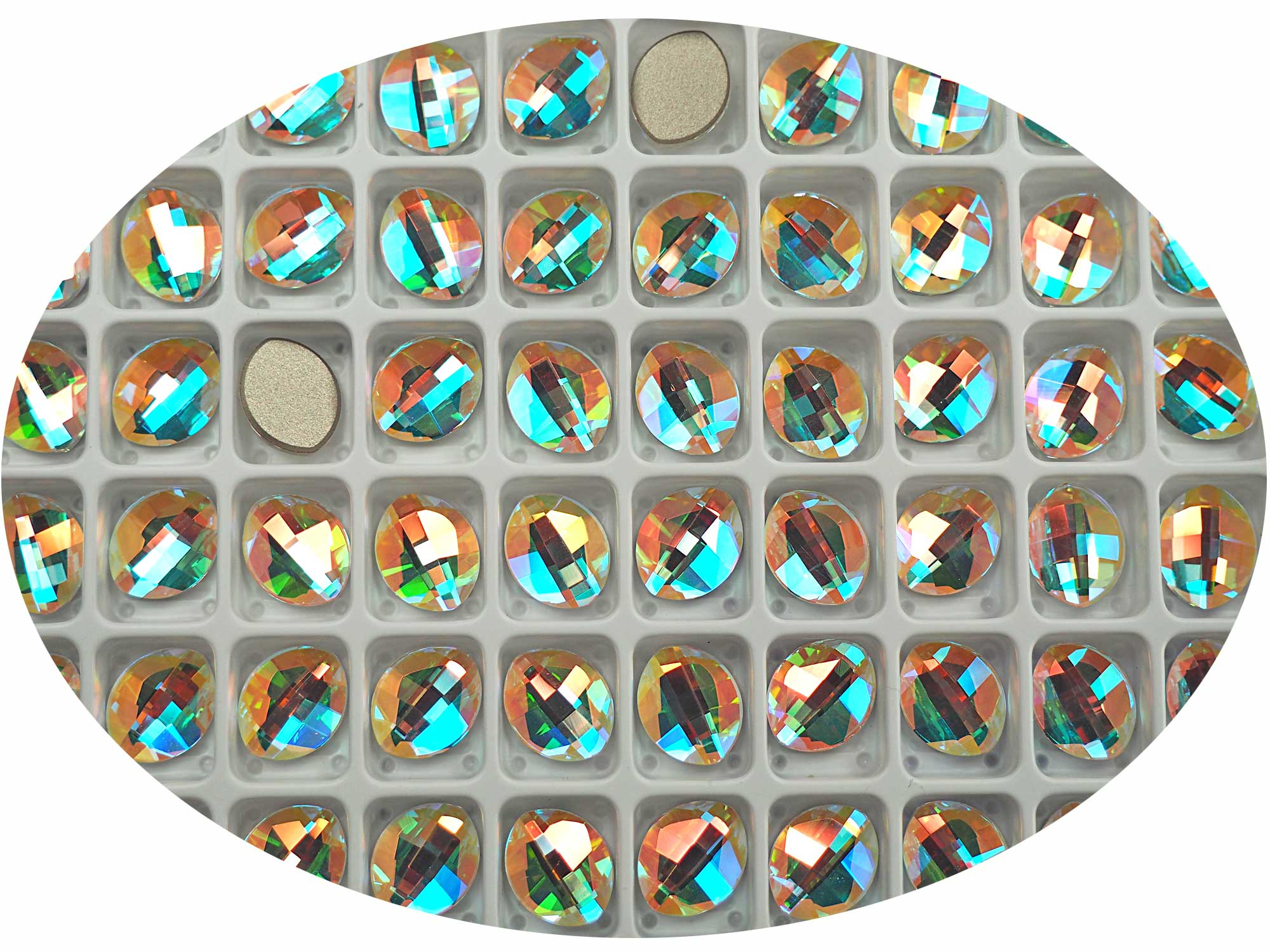 Crystal AB , Preciosa MC LEAF Maxima Flatback Article 438-01-301, Size 10x8mm, 14x11mm, Genuine Czech Crystals, clear with Aurora Borealis coating