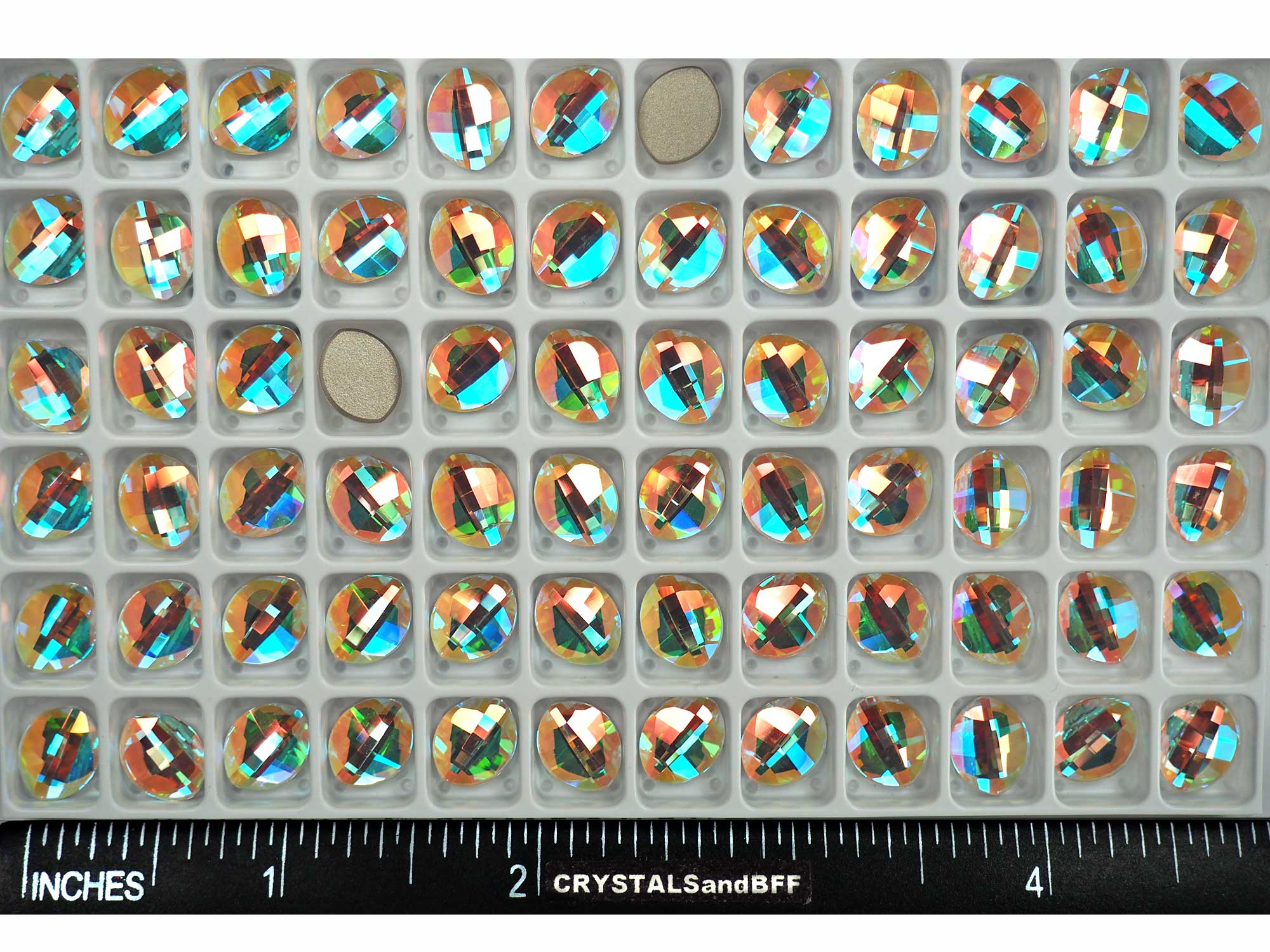 Crystal AB , Preciosa MC LEAF Maxima Flatback Article 438-01-301, Size 10x8mm, 14x11mm, Genuine Czech Crystals, clear with Aurora Borealis coating