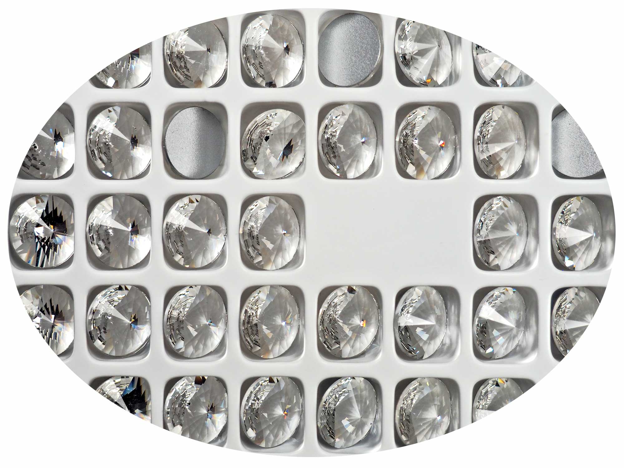 Crystal , Preciosa Czech MC RIVOLI Flatback Stones Style #438-11-301 Silver Foiled, sizes 10mm, 12mm, 14mm and 16mm