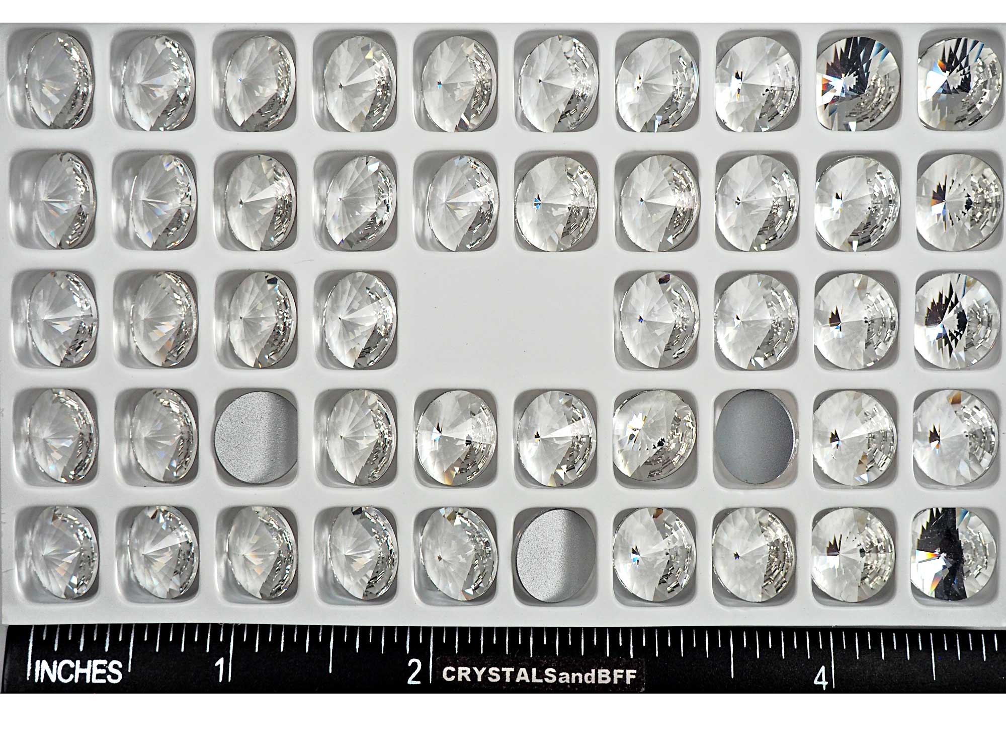 Crystal , Preciosa Czech MC RIVOLI Flatback Stones Style #438-11-301 Silver Foiled, sizes 10mm, 12mm, 14mm and 16mm