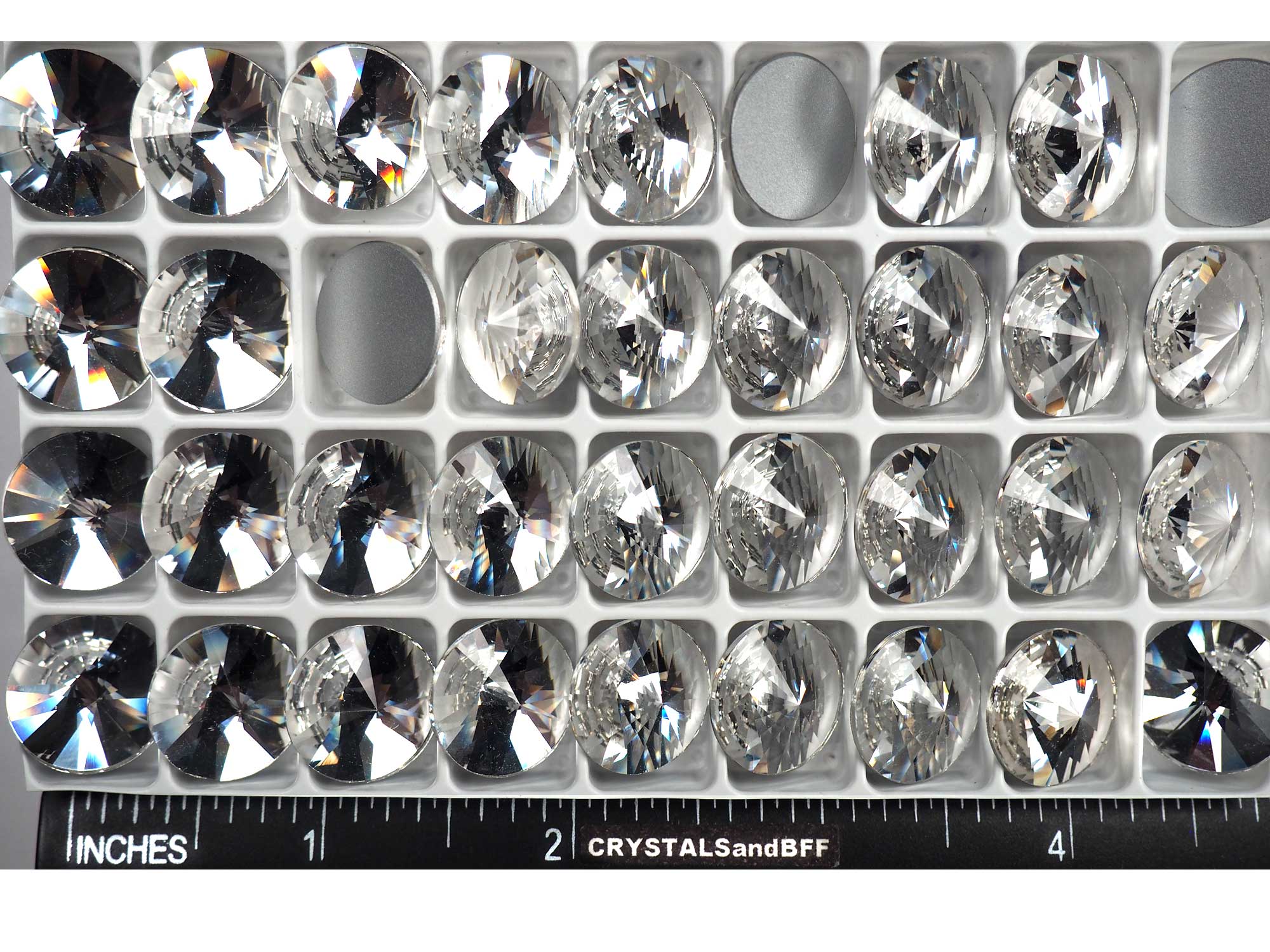 Crystal , Preciosa Czech MC RIVOLI Flatback Stones Style #438-11-301 Silver Foiled, sizes 10mm, 12mm, 14mm and 16mm