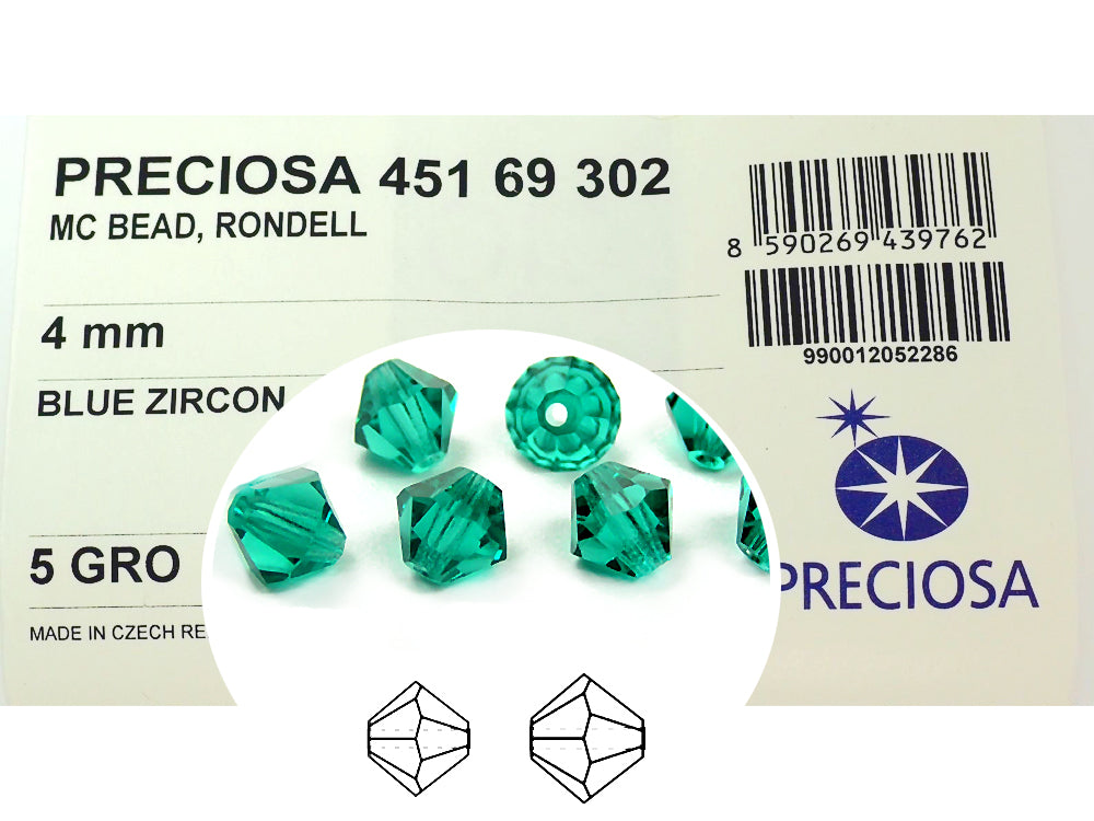 Blue Zircon, Czech Glass Beads, Machine Cut Bicones (MC Rondell, Diamond Shape), blue green crystals