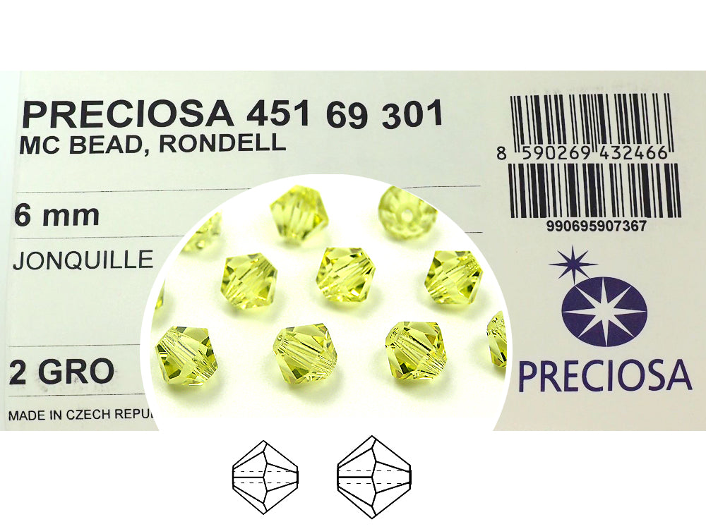 Jonquil Czech Glass Beads Machine Cut Bicones MC Rondell Diamond Shape light yellow jonquille crystals