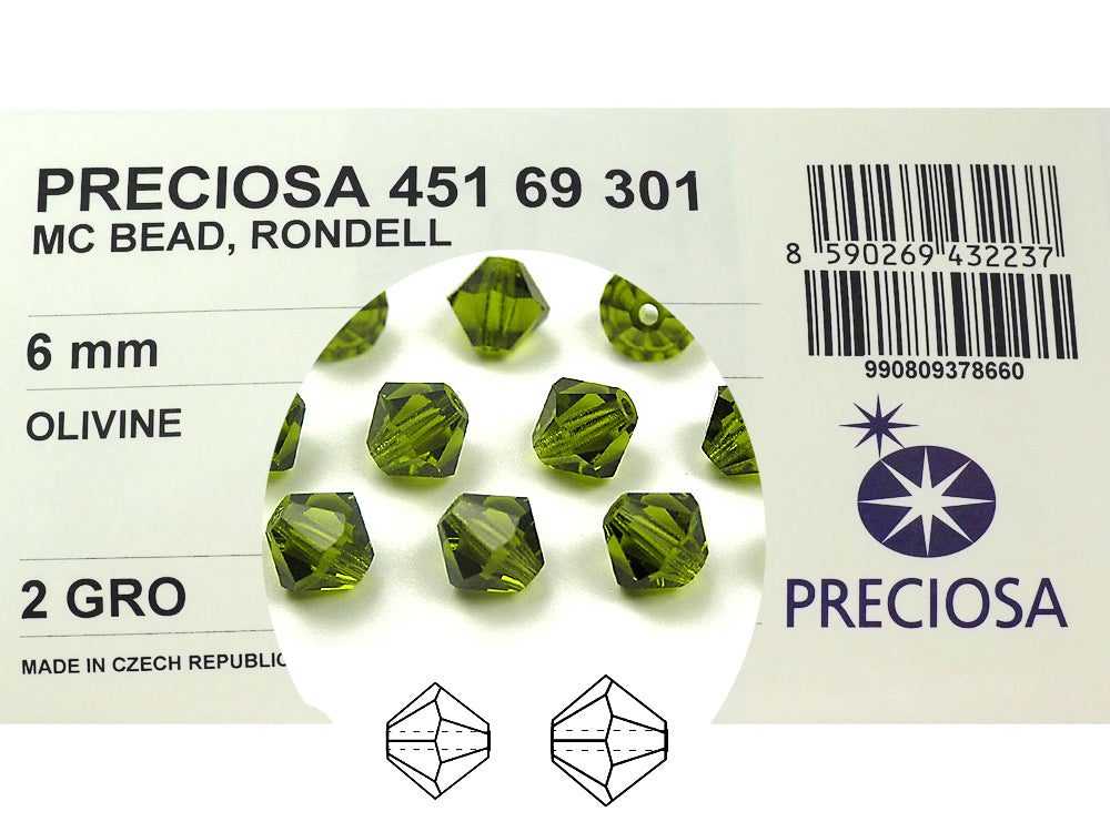 Olivine Czech Glass Beads Machine Cut Bicones (MC Rondell Diamond Shape) olive green crystals 3mm 4mm 5mm 6mm 8mm 10mm
