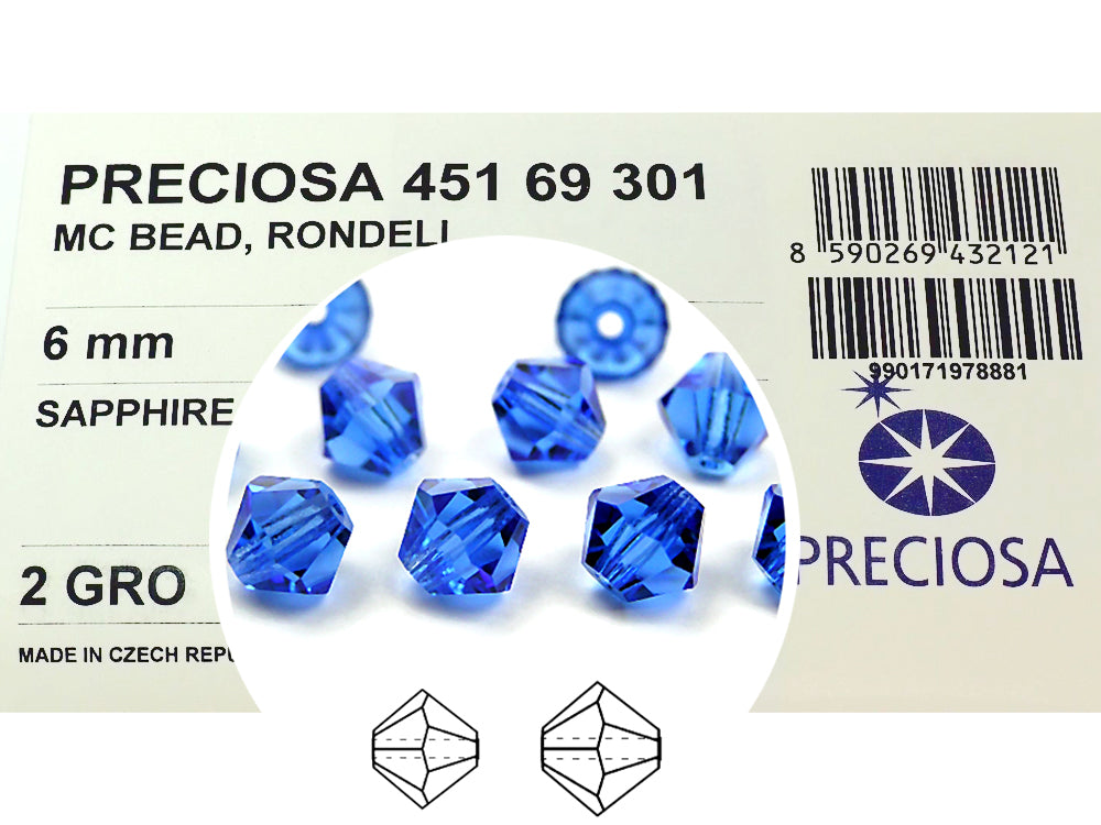 Sapphire Czech Glass Beads Machine Cut Bicones MC Rondell Diamond Shape blue crystals