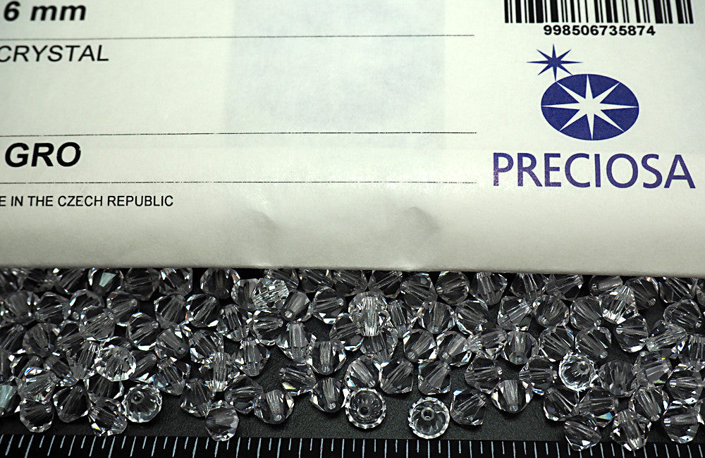 Clear Crystal, Czech Glass Beads, Machine Cut Bicones (MC Rondell, Diamond Shape), transparent clear crystals