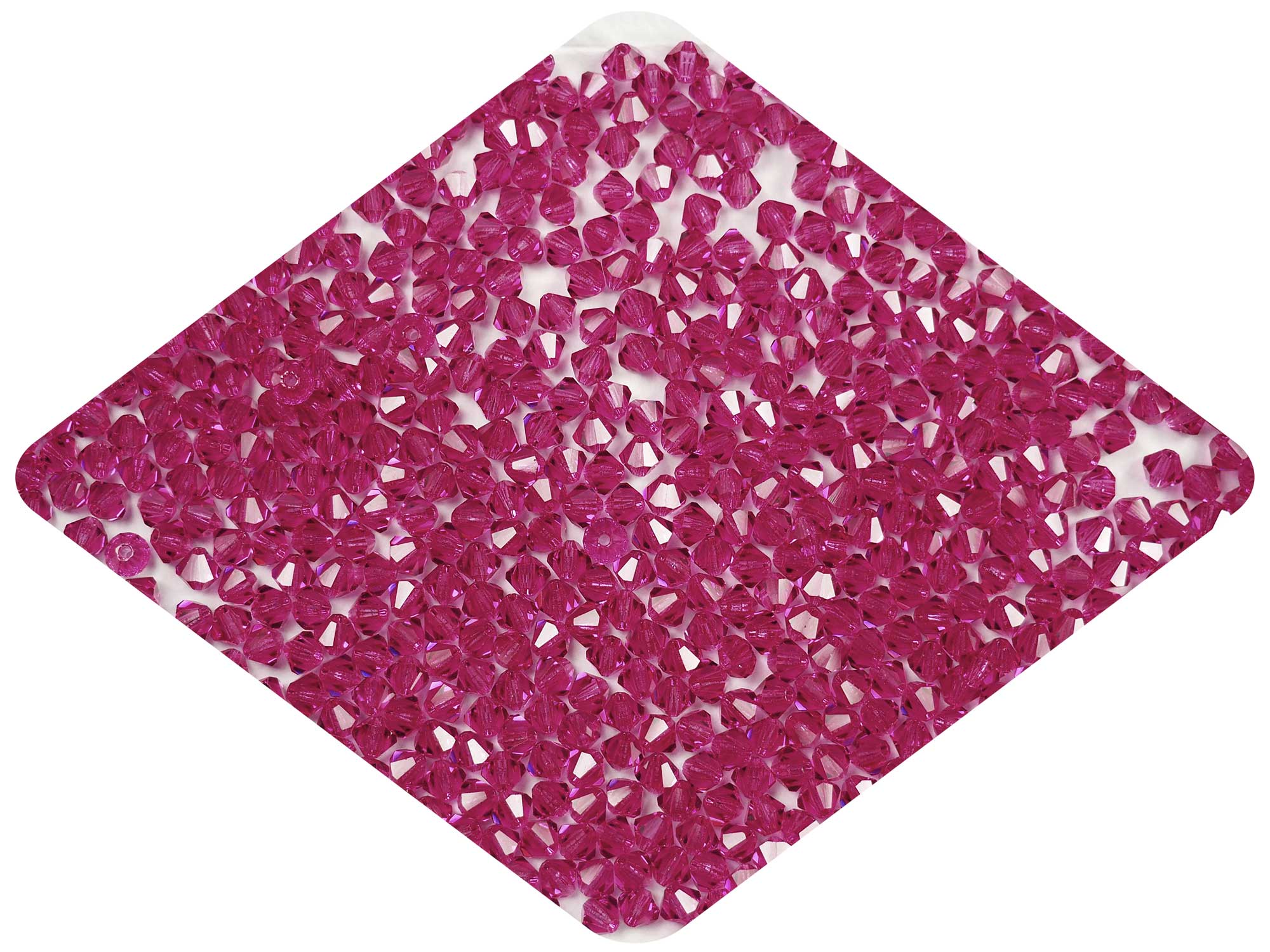 Fuchsia (Preciosa color), Czech Glass Beads, Machine Cut Bicones (MC Rondell, Diamond Shape), hot pink crystals