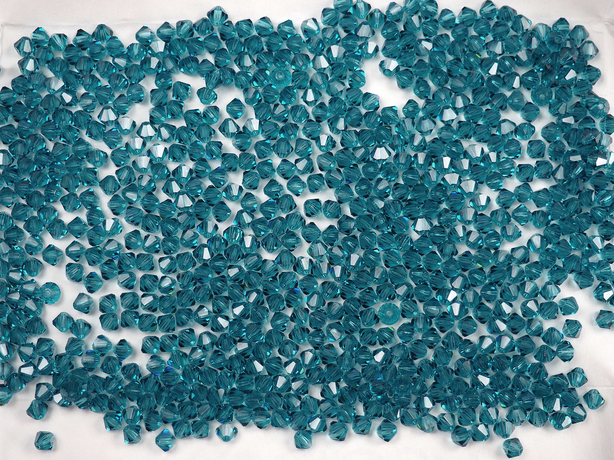 Indicolite (Preciosa color), Czech Glass Beads, Machine Cut Bicones (MC Rondell, Diamond Shape), petrol blue green crystals