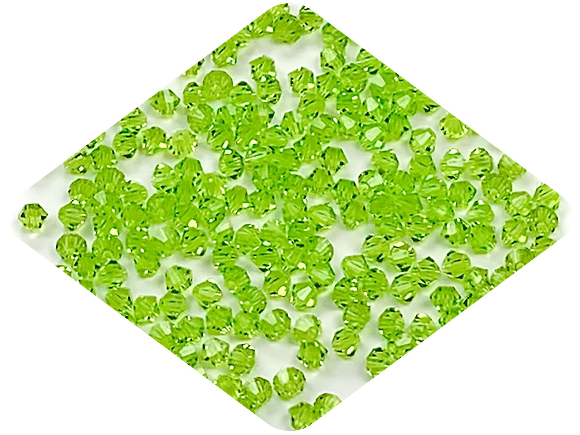 Limecicle (Preciosa color), Czech Glass Beads, Machine Cut Bicones (MC Rondell, Diamond Shape), sharp yellow green crystals
