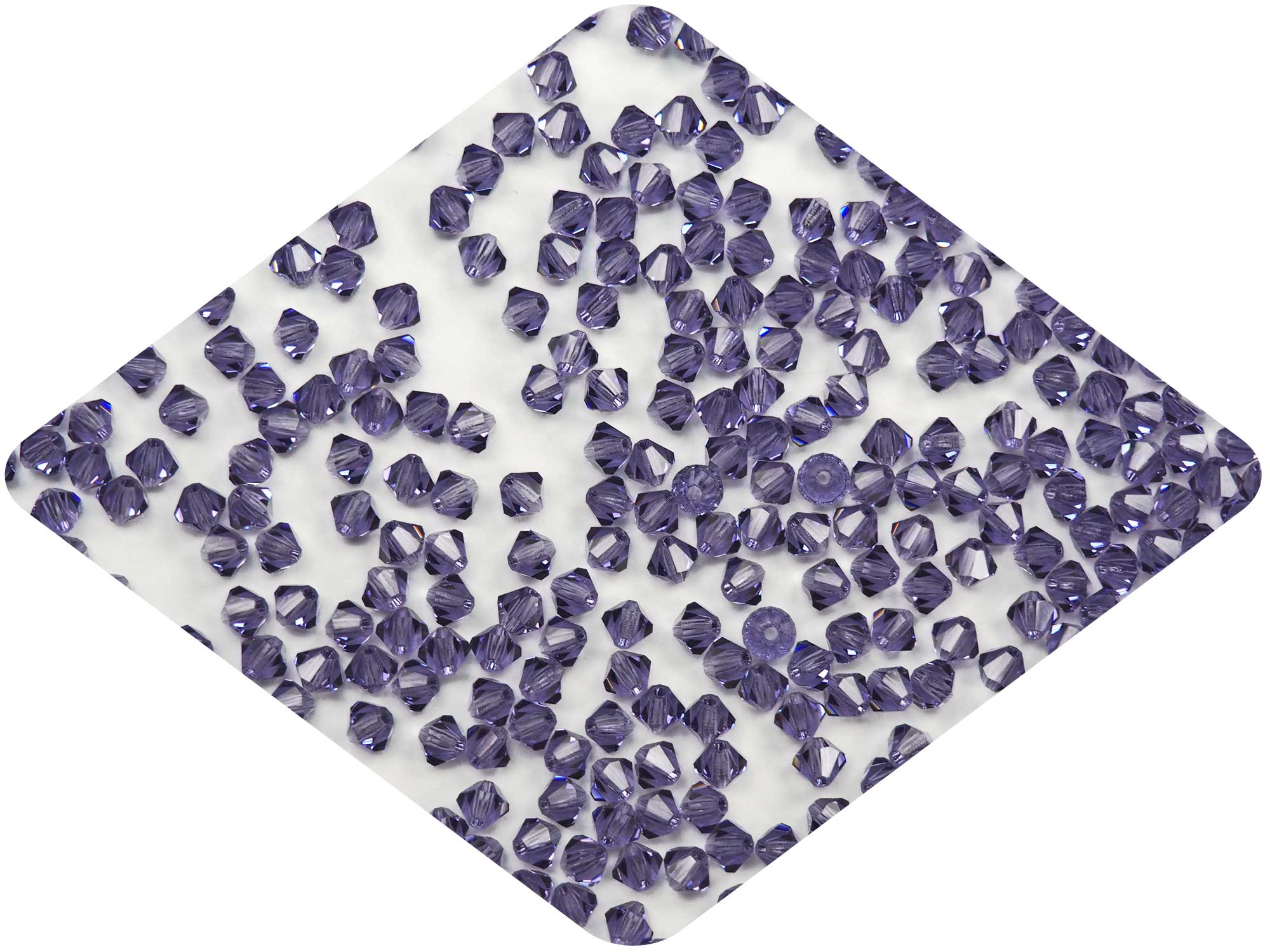 Tanzanite (Preciosa color), Czech Glass Beads, Machine Cut Bicones (MC Rondell, Diamond Shape), purple crystals