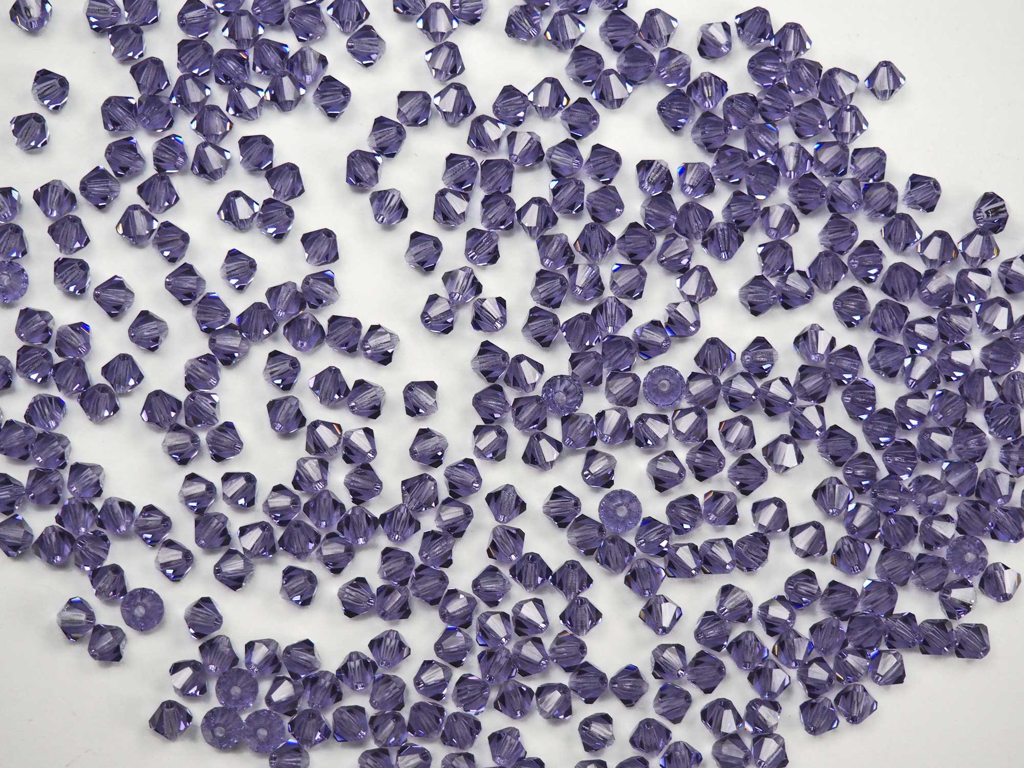 Tanzanite (Preciosa color), Czech Glass Beads, Machine Cut Bicones (MC Rondell, Diamond Shape), purple crystals