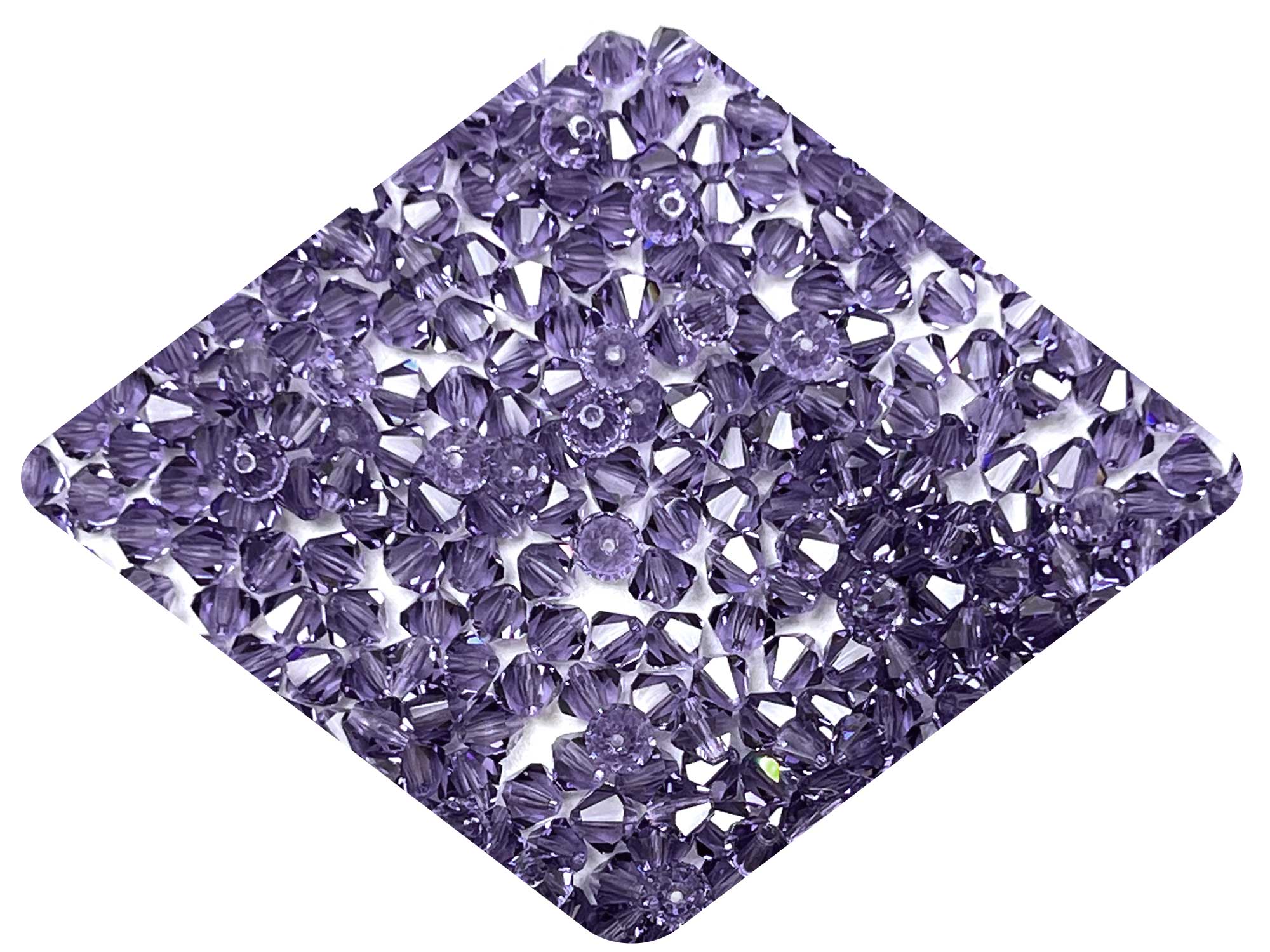 Tanzanite (Preciosa color), Czech Glass Beads, Machine Cut Bicones (MC Rondell, Diamond Shape), purple crystals