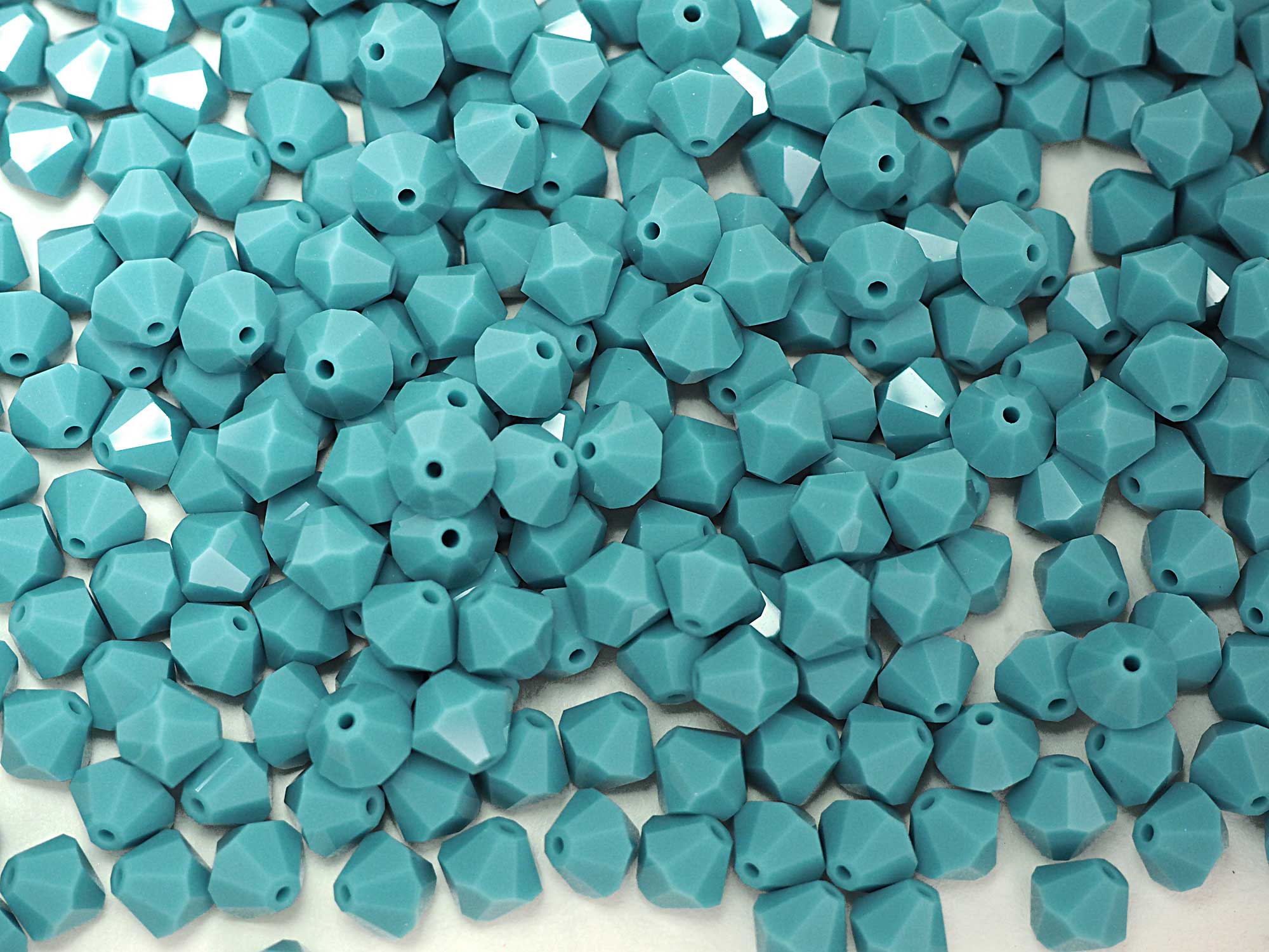 Turquoise (Preciosa color), Czech Glass Beads, Machine Cut Bicones (MC -  Crystals and Beads for Friends
