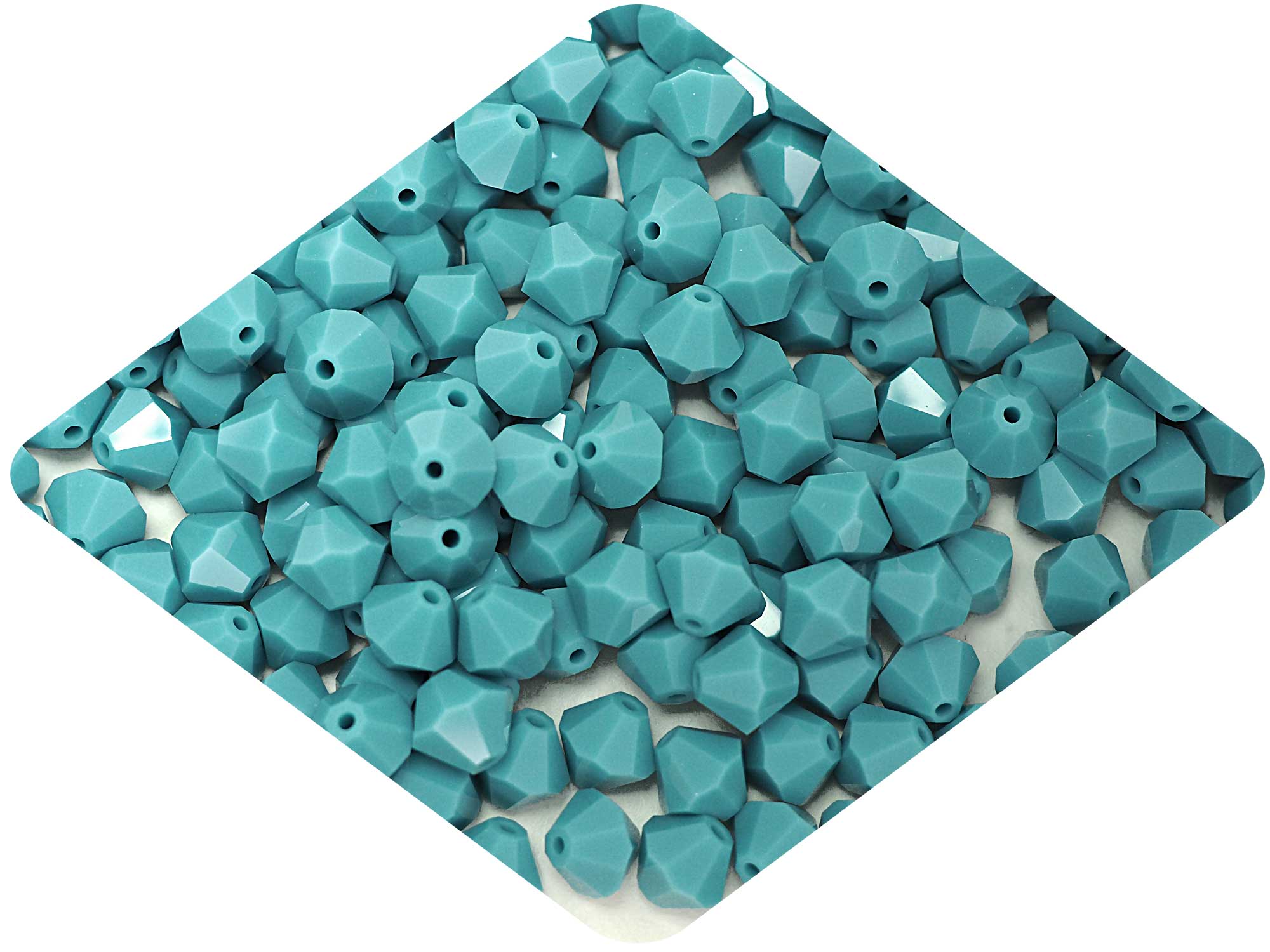 Turquoise (Preciosa color), Czech Glass Beads, Machine Cut Bicones (MC Rondell, Diamond Shape), turquoise opaque crystals
