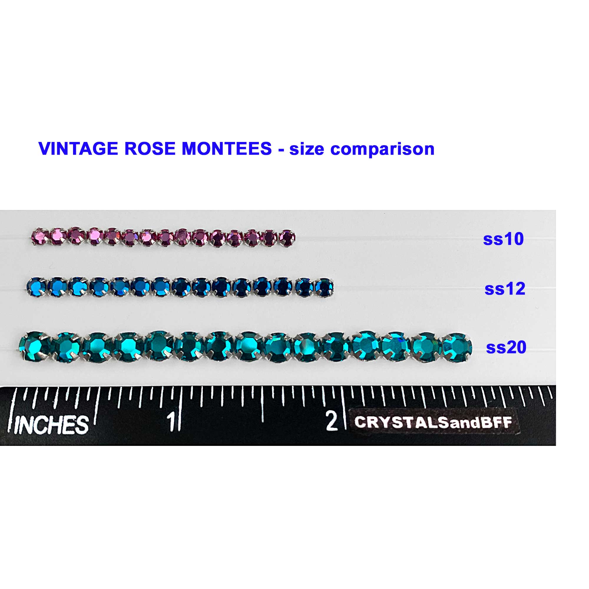 Vintage Swarovski Rose Montees, Light Topaz, Silver Plated, in sizes 12ss, 20ss, rosemontee
