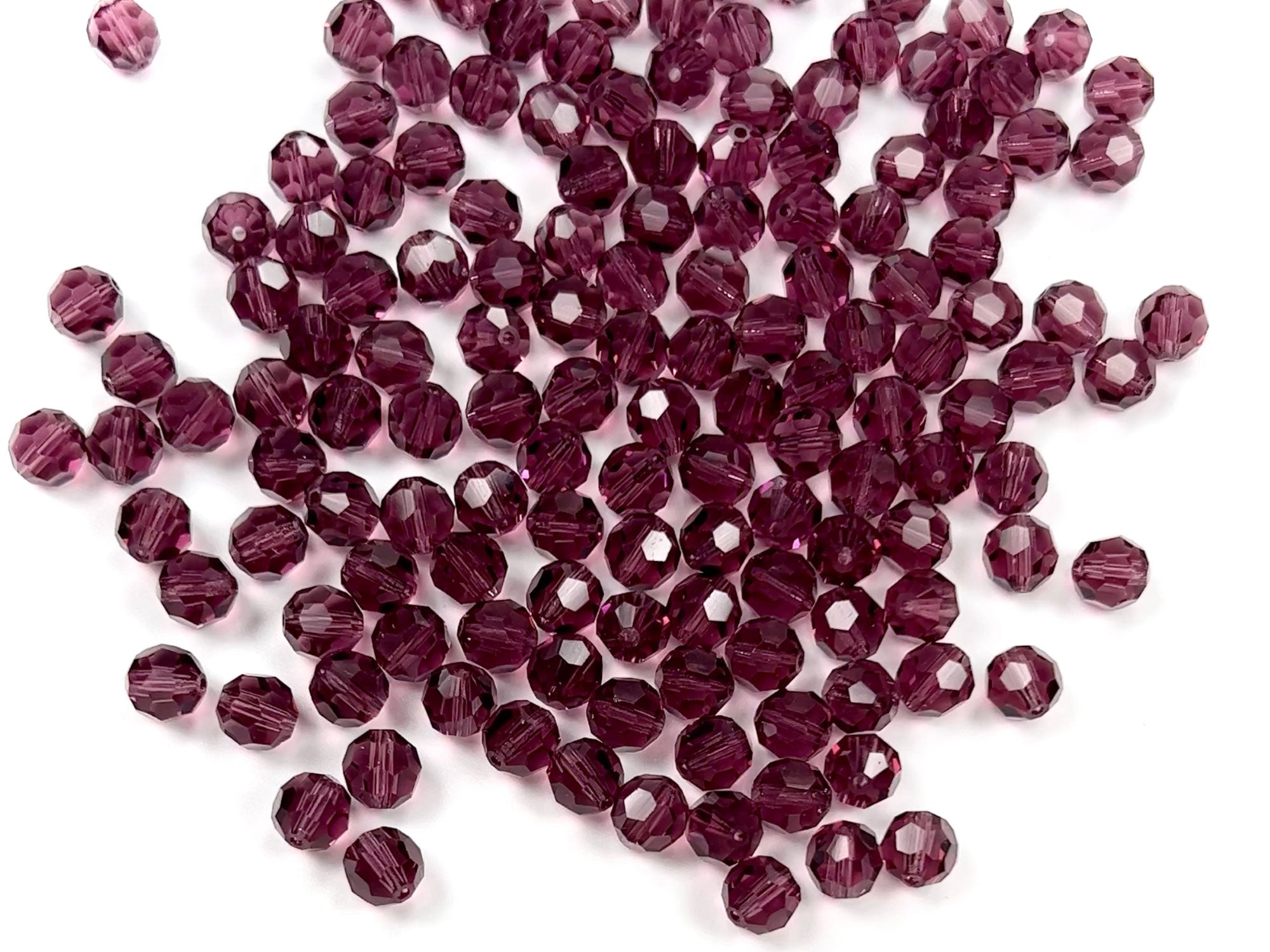 Amethyst Czech Machine Cut Round Crystal Beads purple rosary beads 6mm 7mm 8mm 9mm