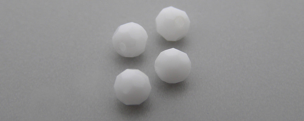 ChalkWhite Opaque Czech Machine Cut Round Crystal Beads 4mm 8mm