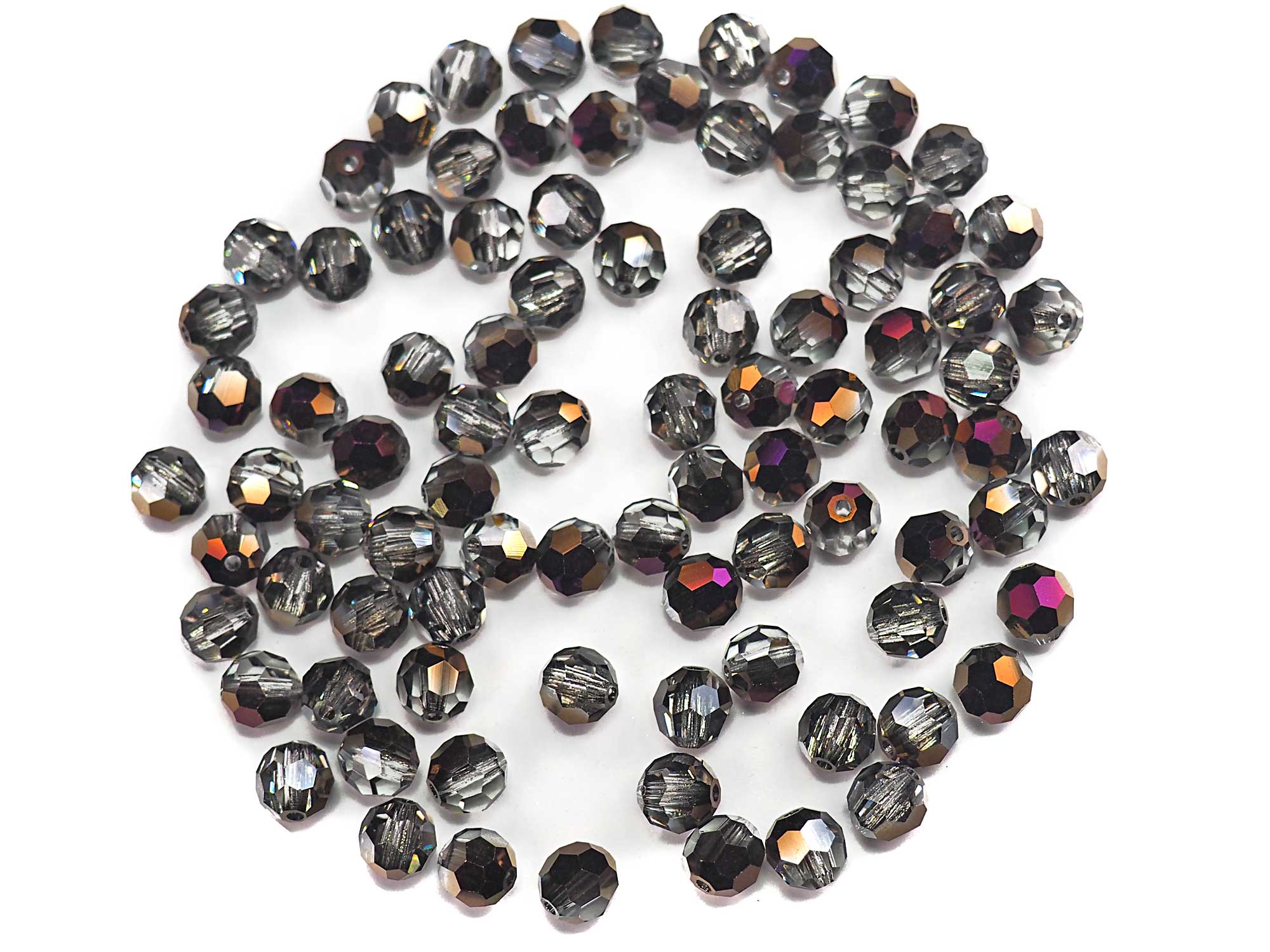 Crystal Zairite coated, Czech Machine Cut Round Crystal Beads
