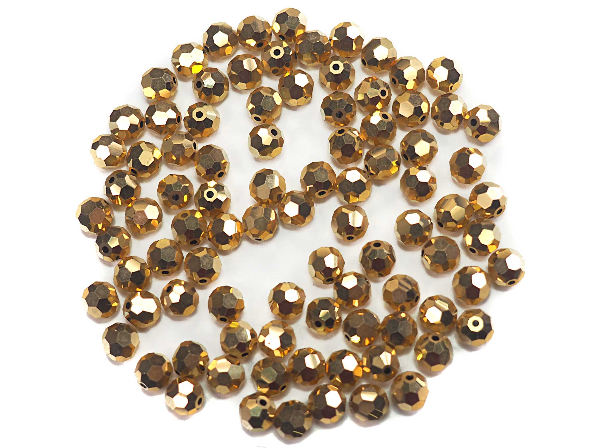 Crystal Aurum Fully Gold coated, Czech Machine Cut Round Crystal Beads, 5mm, 8mm