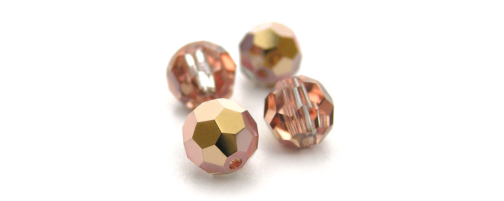 Crystal Capri Gold Half coated Czech Machine Cut Round Crystal Beads 3mm 4mm 6mm 8mm