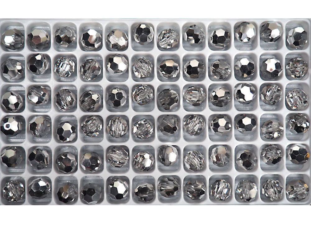 Crystal Labrador Half coated Czech Machine Cut Round Crystal Beads half silver 5mm 8mm
