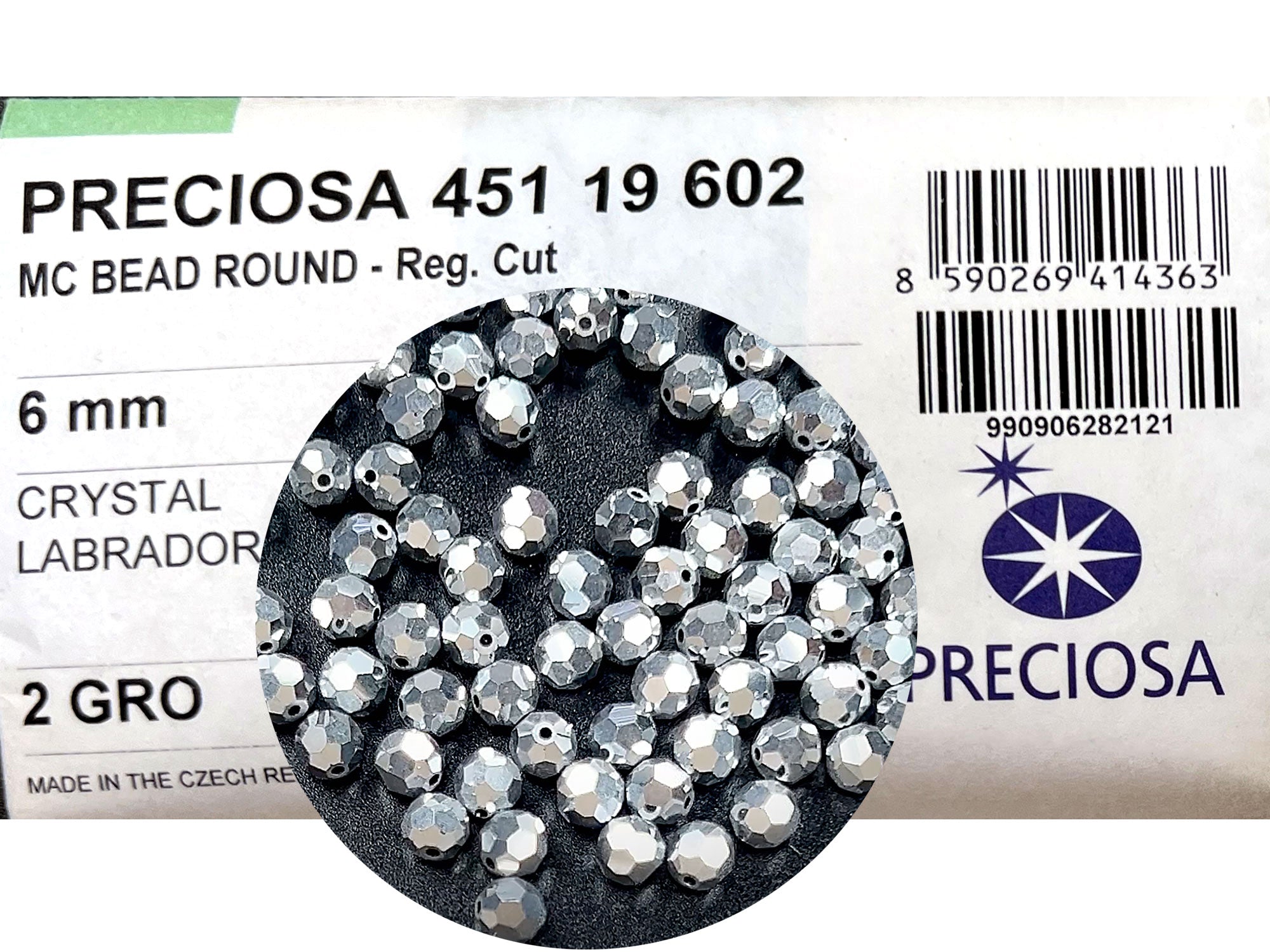 Crystal Labrador Fully coated, Czech Machine Cut Round Crystal Beads, Silver Rosary Beads, 6mm, 8mm
