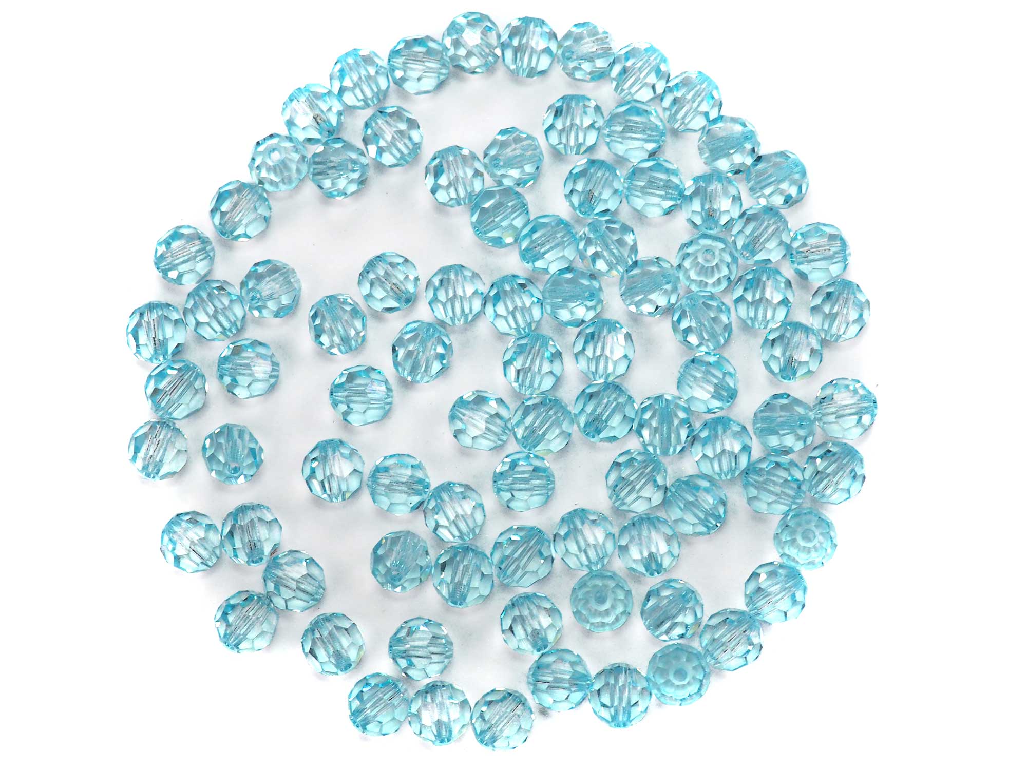 Crystal Light Blue coated Czech Machine Cut Round Crystal Beads 10mm 24pcs J151