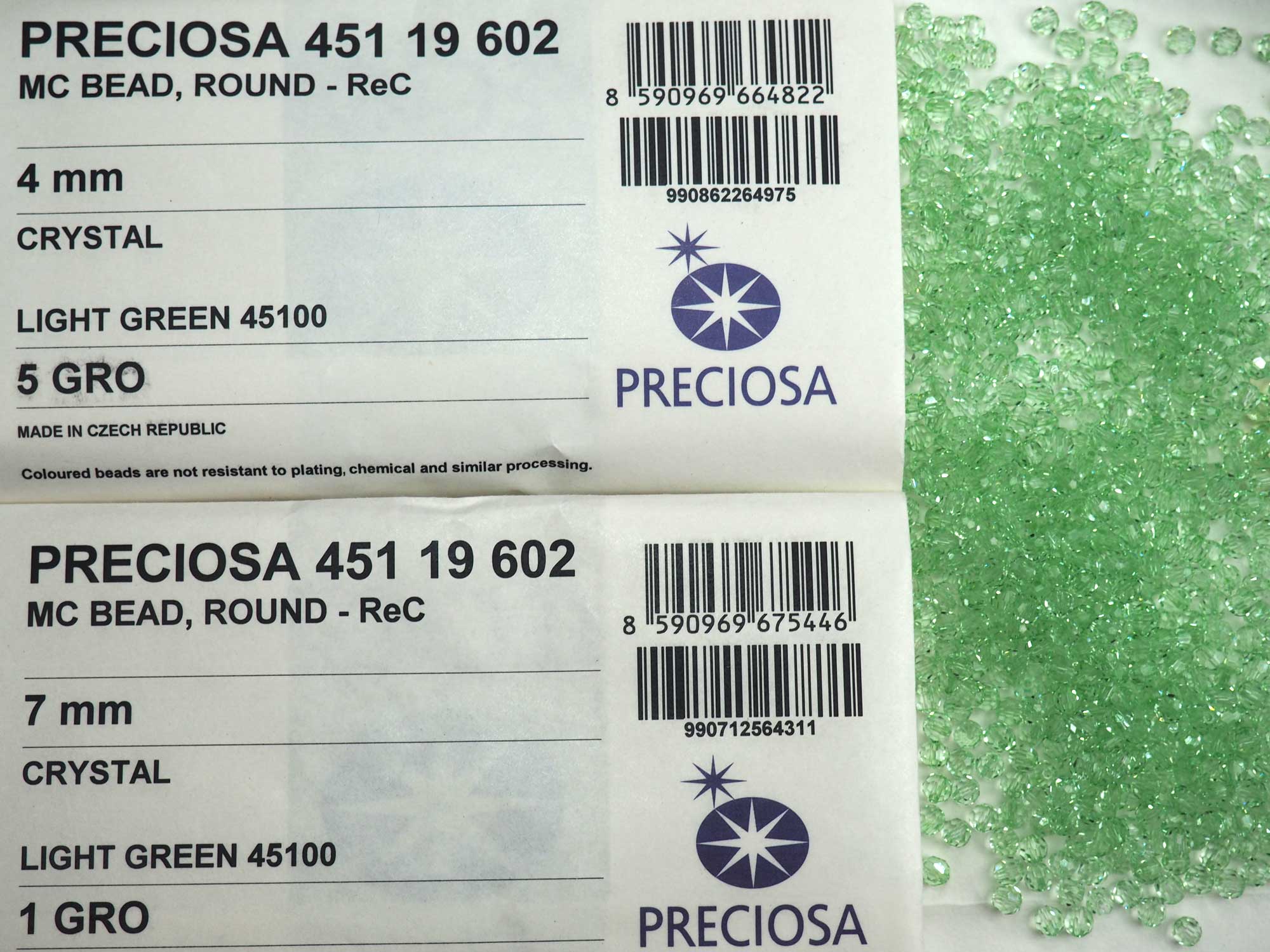 Crystal Light Green coated, Czech Machine Cut Round Crystal Beads