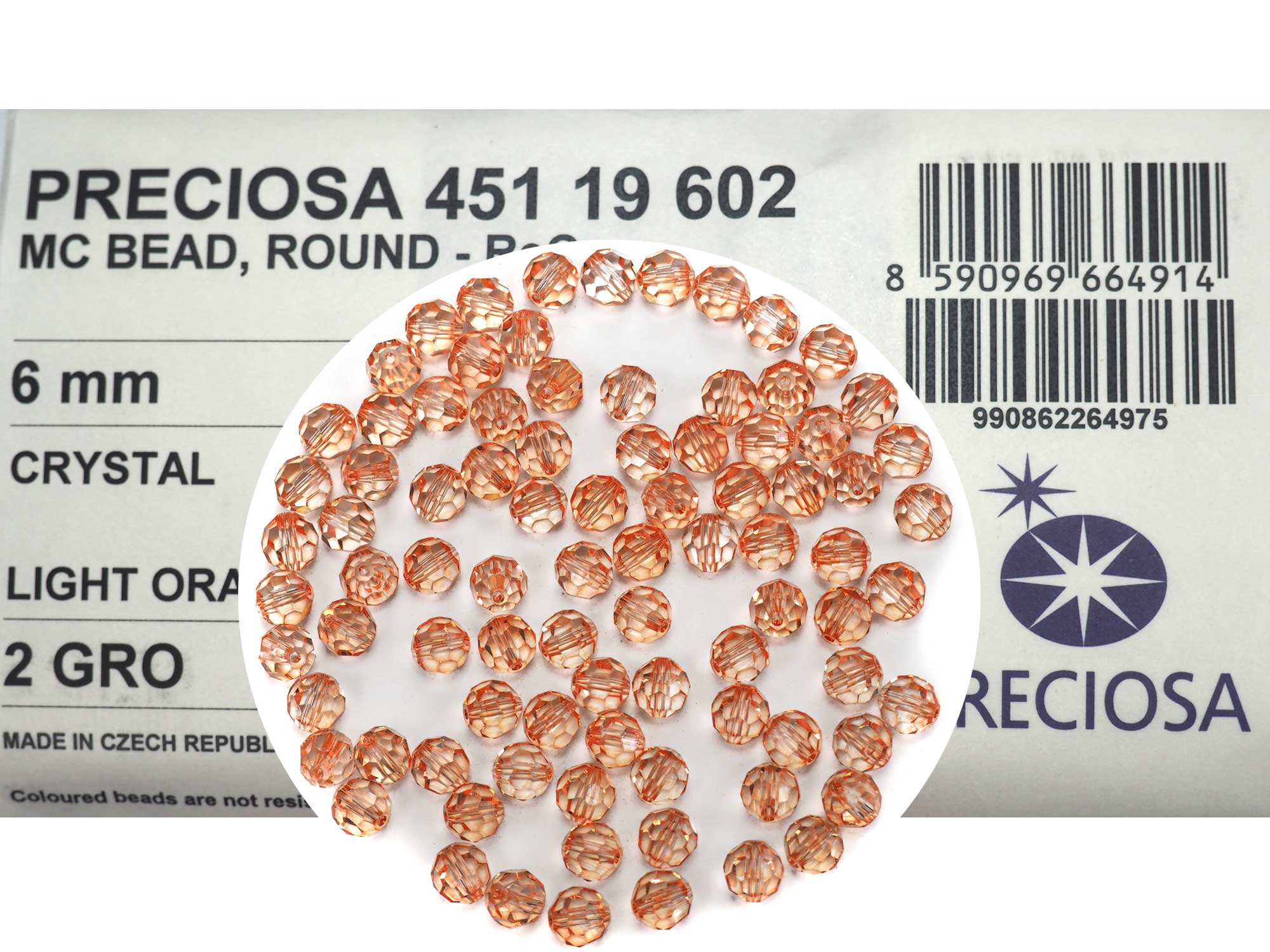 Crystal Light Orange coated, Czech Machine Cut Round Crystal Beads 4mm 7mm 8mm 10mm