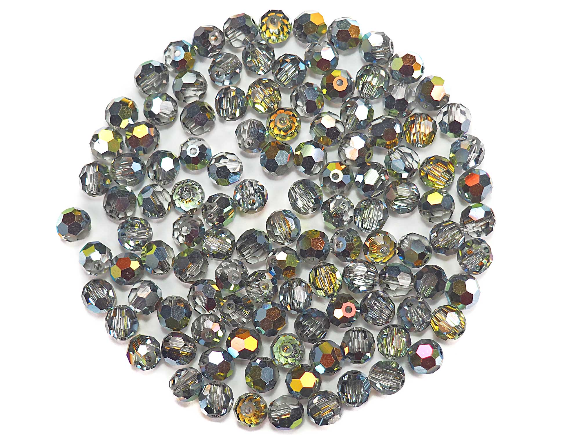 Crystal Marea 2-side coated Czech Machine Cut Round Crystal Beads (Marea 2sd) 6mm 8mm 16mm
