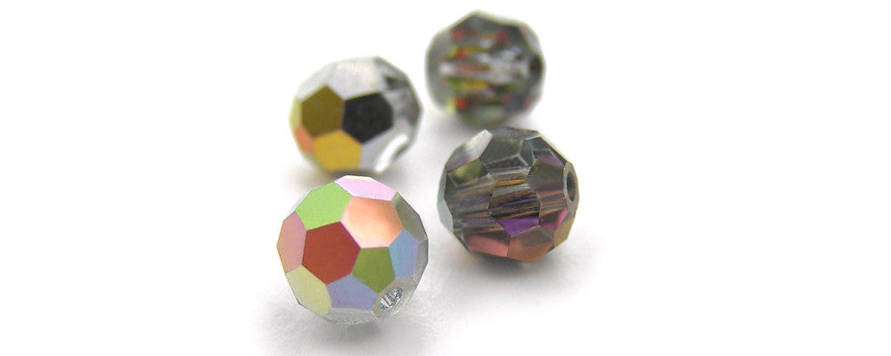 Crystal Marea coated, Czech Machine Cut Round Crystal Beads