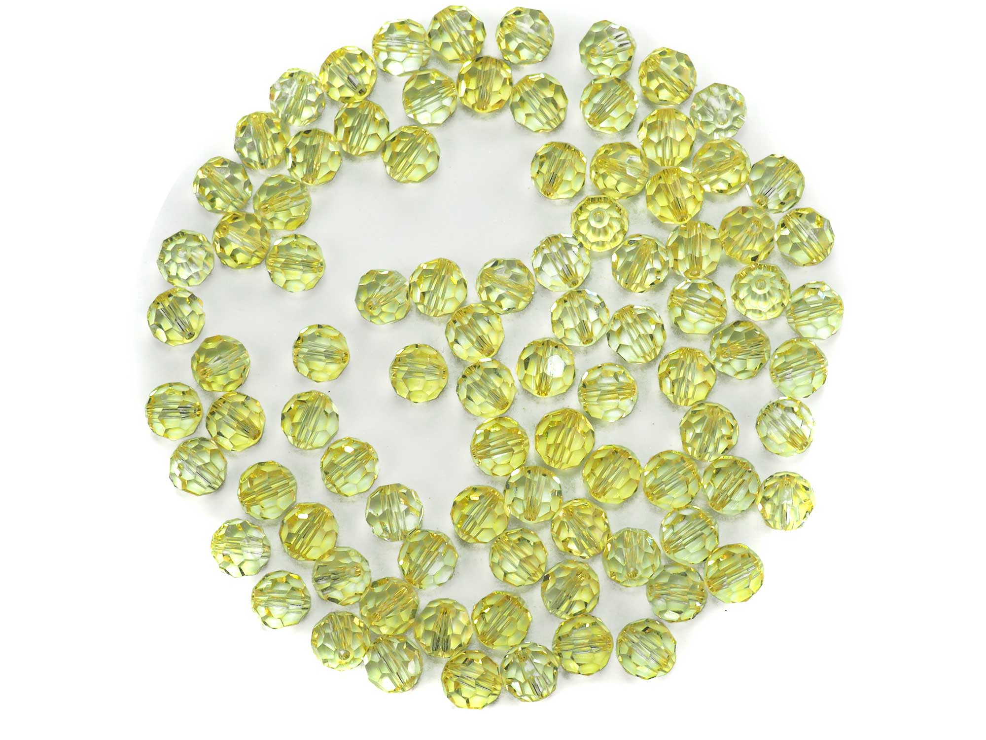 Crystal Medium Yellow coated, Czech Machine Cut Round Crystal Beads