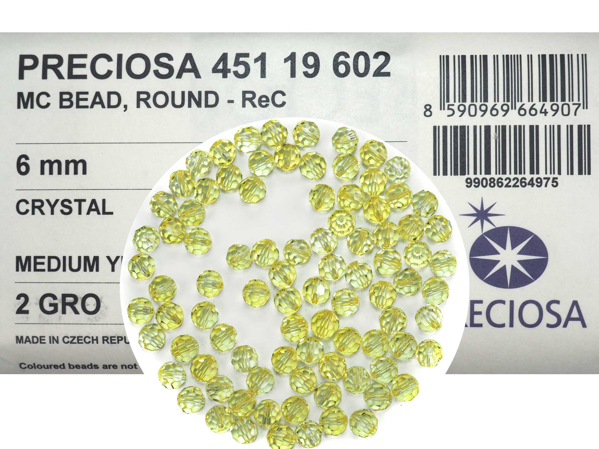 Crystal Medium Yellow coated, Czech Machine Cut Round Crystal Beads