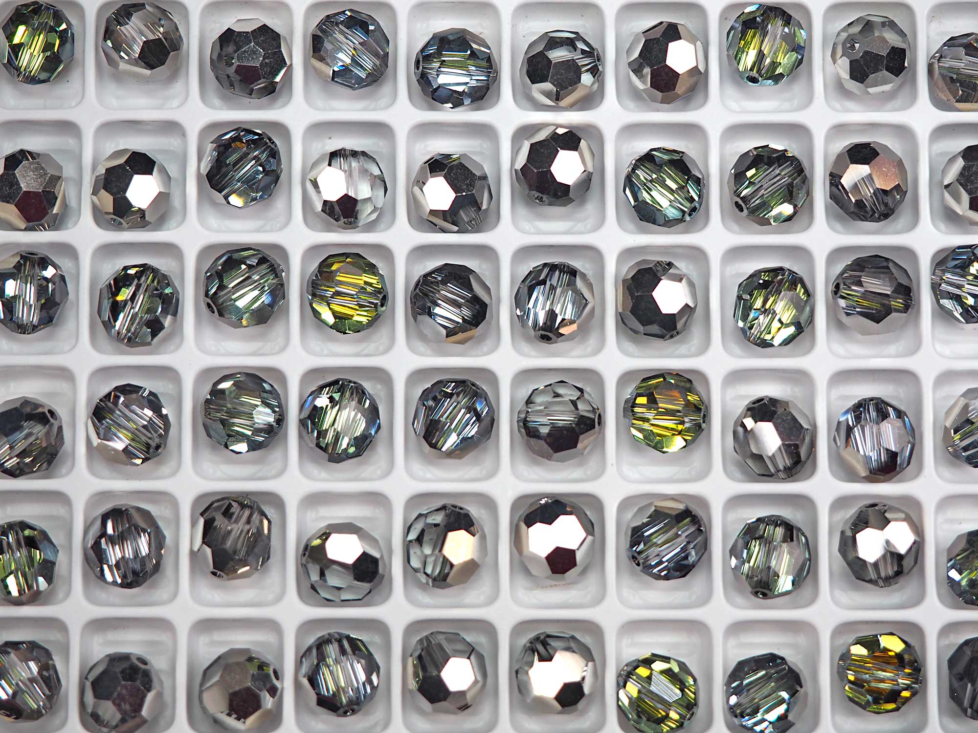 Crystal Sahara coated Czech Machine Cut Round Crystal Beads (Sahara and Silver) 4mm 8mm 10mm