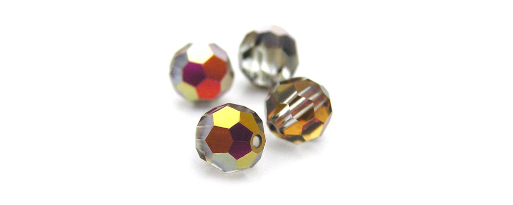 Crystal Santander coated, Czech Machine Cut Round Crystal Beads