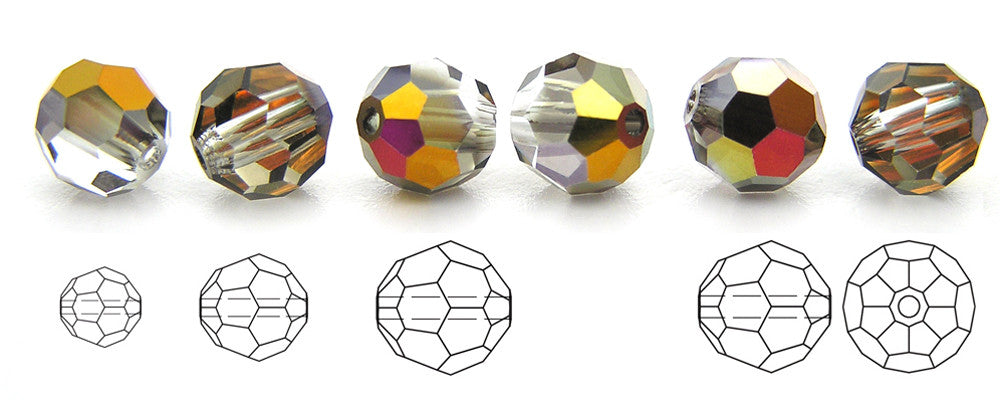 Crystal Santander coated, Czech Machine Cut Round Crystal Beads