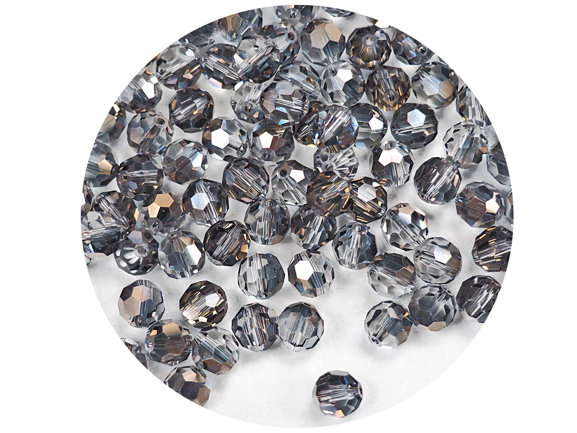 Crystal Valentinite, Czech Machine Cut Round Crystal Beads, 7mm, 8mm Rosary size