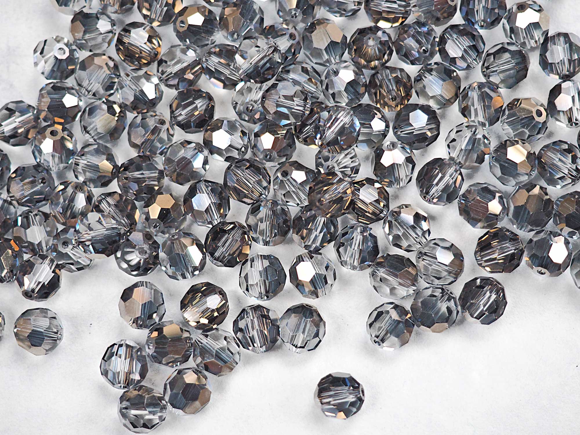 Crystal Valentinite, Czech Machine Cut Round Crystal Beads, 7mm, 8mm Rosary size