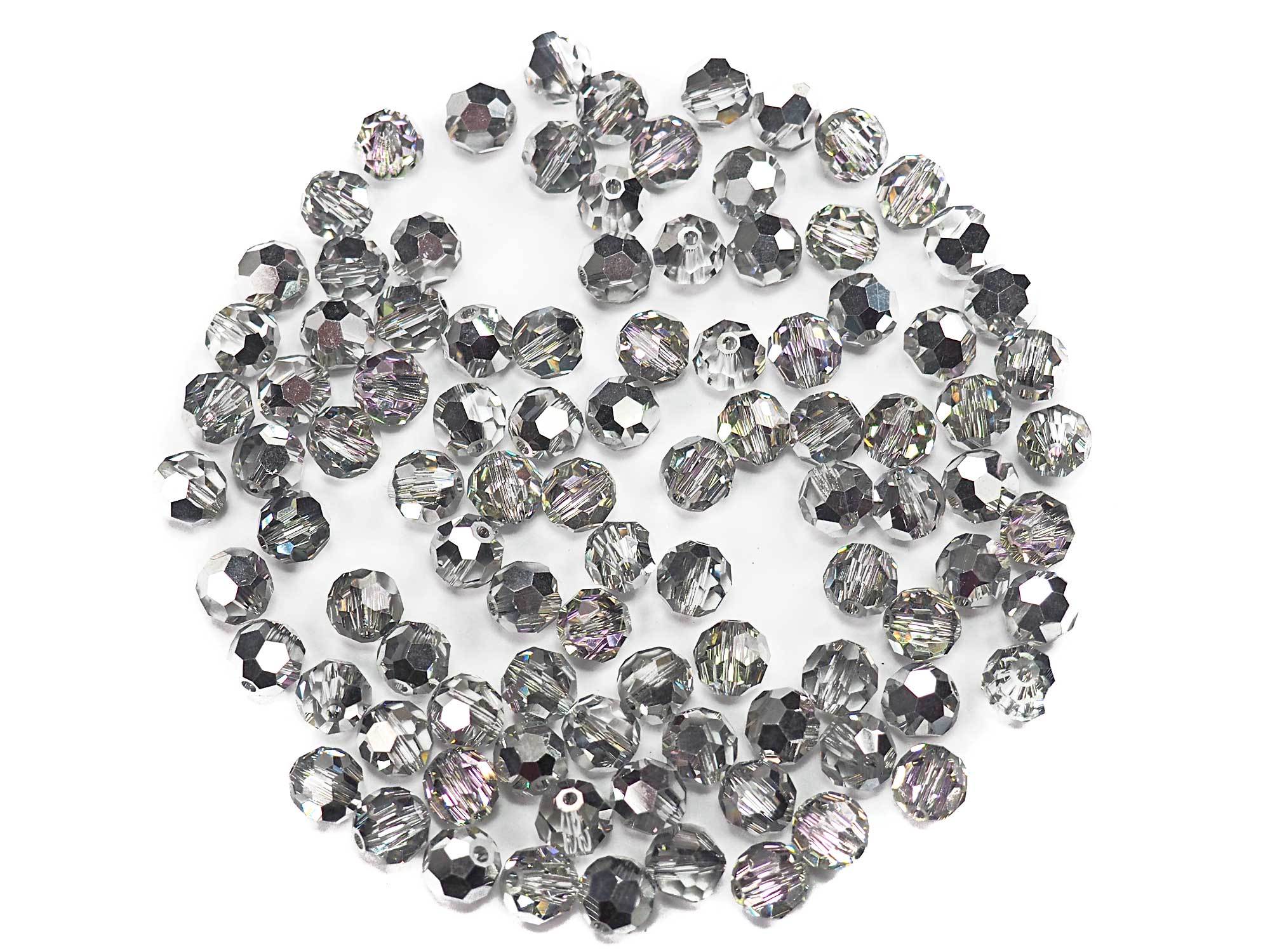Crystal Vitrail Light coated Czech Machine Cut Round Crystal Beads (Vitrail Light and Clear) 4mm 5mm 6mm 7mm 10mm