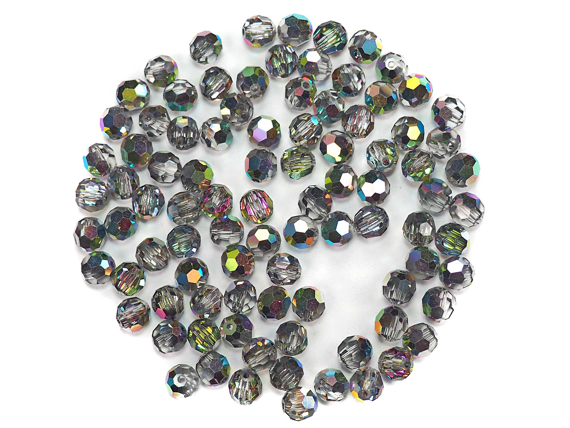 Crystal Vitrail Medium 2-side coated, Czech Machine Cut Round Crystal Beads (Vitrail Medium 2sd) 6mm 8mm