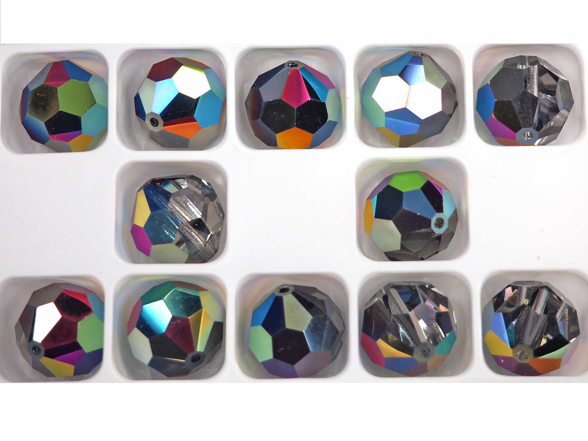 Crystal Vitrail Medium Outside (#28101) coated, Czech Machine Cut Round Crystal Beads (Vitrail Medium and Clear)