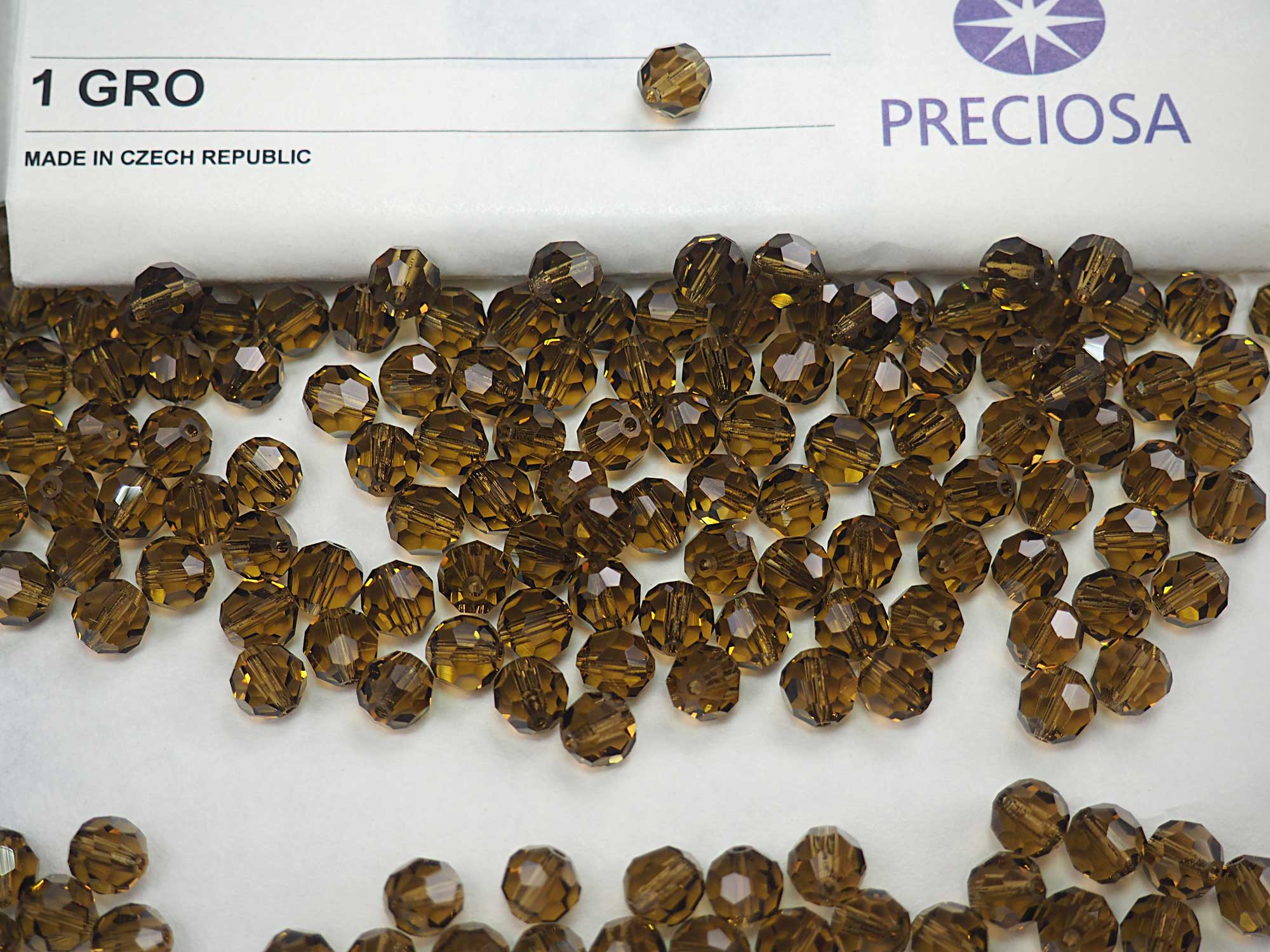 Gold Beryl (brown khaki) Czech Machine Cut Round Crystal Beads 10mm 12mm large rosary sizes