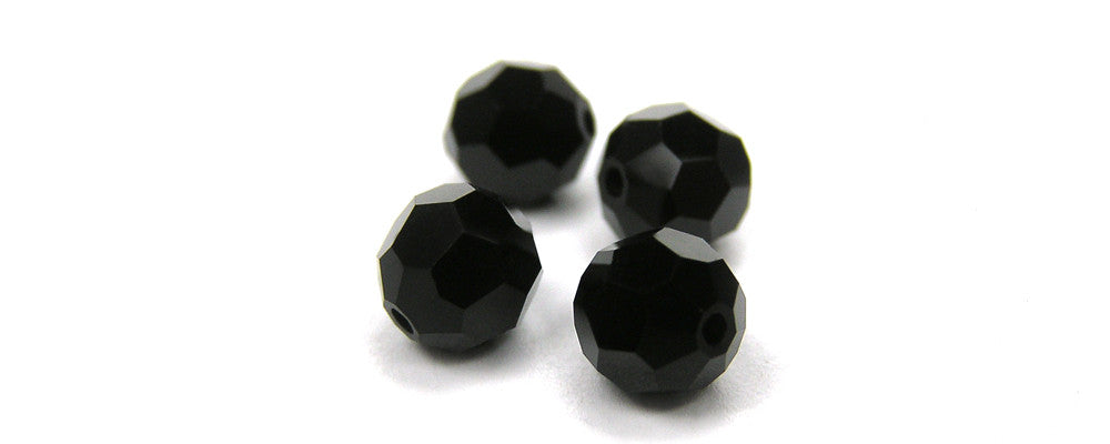 Jet black Czech Machine Cut Round Crystal Beads 4mm 6mm 8mm 10mm