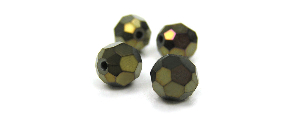 Jet Brown Iris fully coated, Czech Machine Cut Round Crystal Beads, 4mm