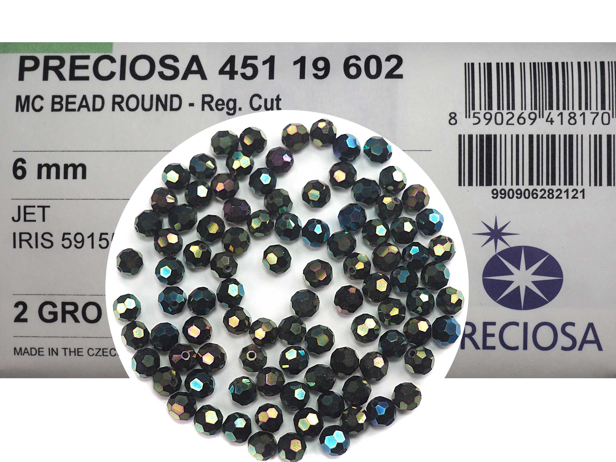 Jet Green Iris fully coated (#59155), Czech Machine Cut Round Crystal Beads