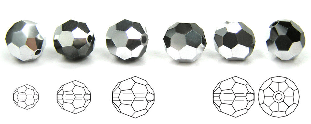 Jet Labrador CAL half coated, Czech Machine Cut Round Crystal Beads